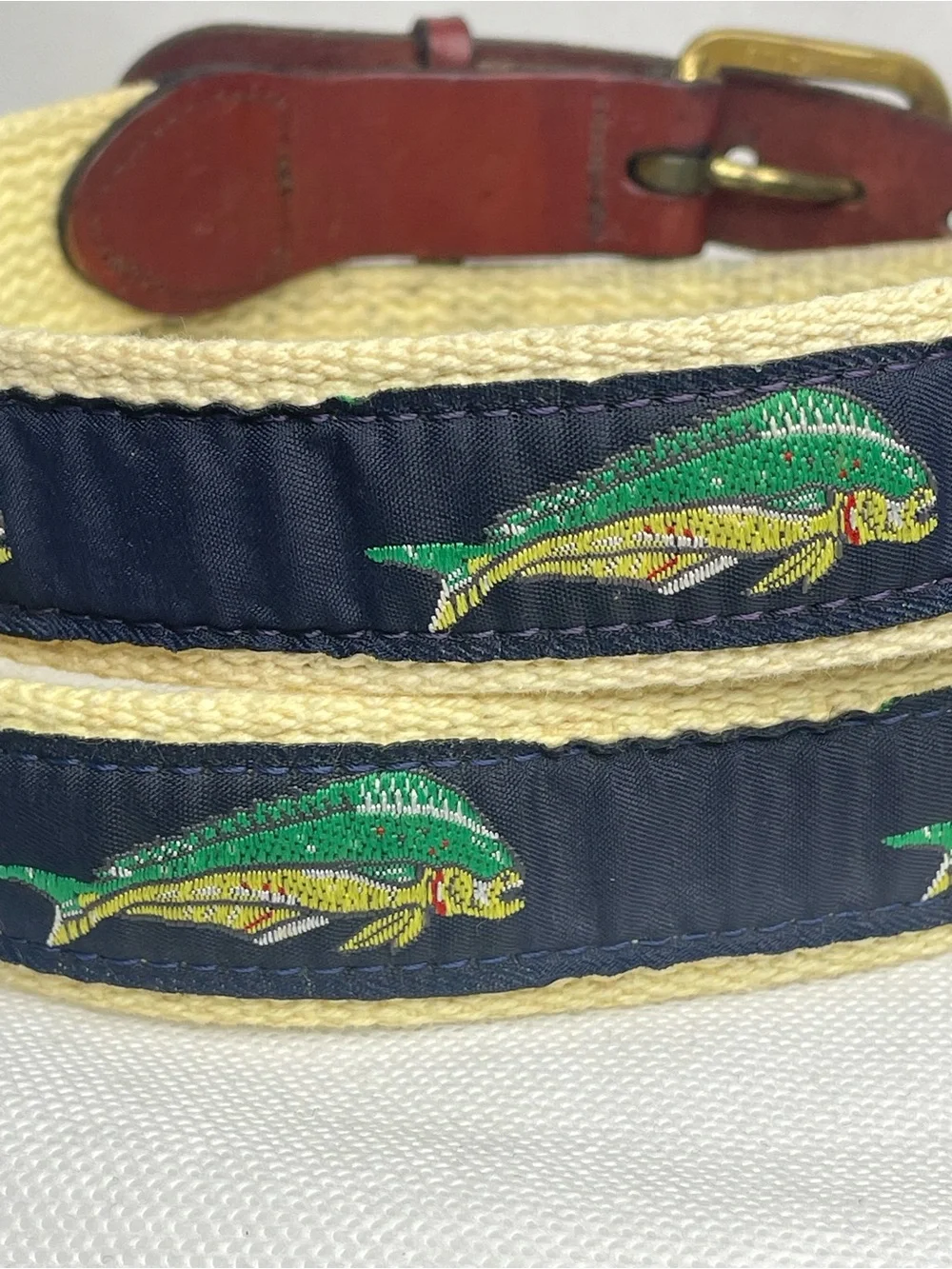 Leather Man Ltd Premium Top Grain Leather Golf Belt Size 40 Mahi Mahi Fish Blue